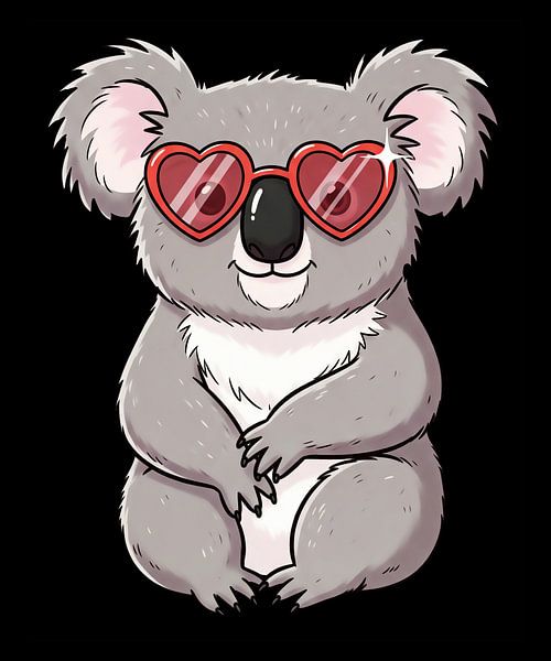 Koala met hart zonnebril op zwarte achtergrond van Markus Gann