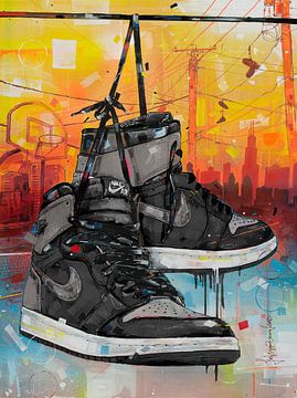 Nike air jordan 1 high Shadow 1.0 schilderij. van Jos Hoppenbrouwers