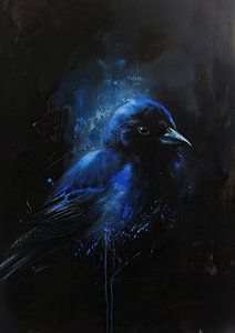 Peinture de la corneille bleue