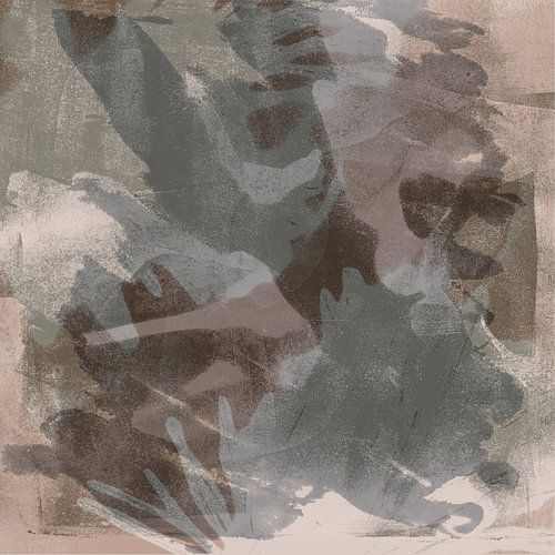 Botanical abstract art in taupe and grey