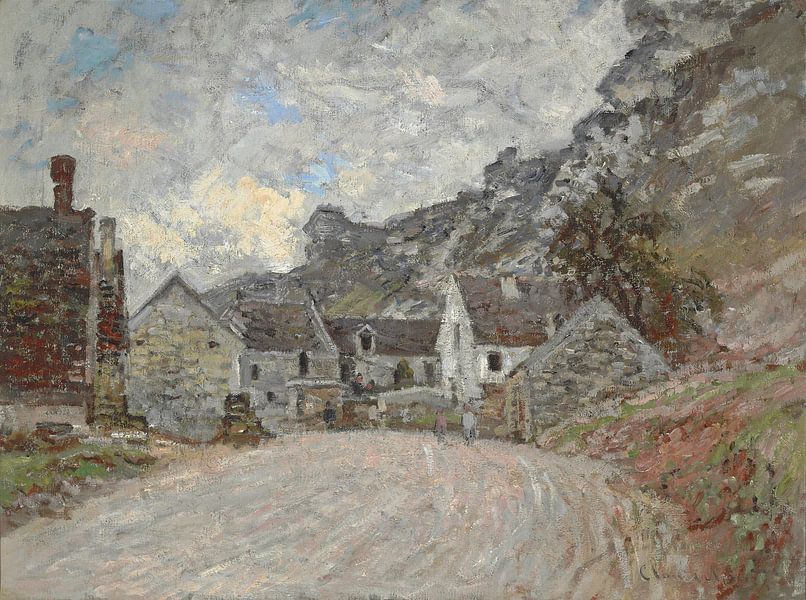 Der Weiler von Chantemesle am Fuße der Klippen, Claude Monet von Meisterhafte Meister
