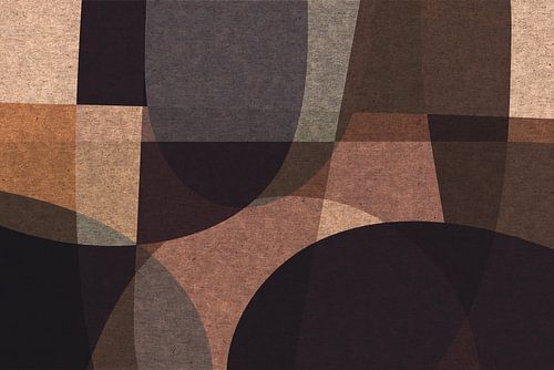 Abstracte organische vormen en lijnen. Geometrische kunst in retro stijl in beige, bruin, roze IV