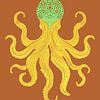 Abstracte illustratie van een octopus in cognac bruin van STUDIO ARTSY
