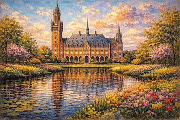 Gemälde des Friedenspalasts in Den Haag, Niederlande. von Johannes