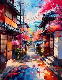 Japan-Blütenpfad im Frühlingslicht, Harmonie der Farben von bo&nika