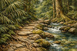 Rocky Forest Trail – Nationaal Park Kayan Mentarang, Noord-Kalimantan, Indonesië van Vínculae