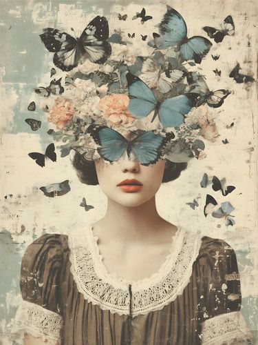 Floral head woman portrait