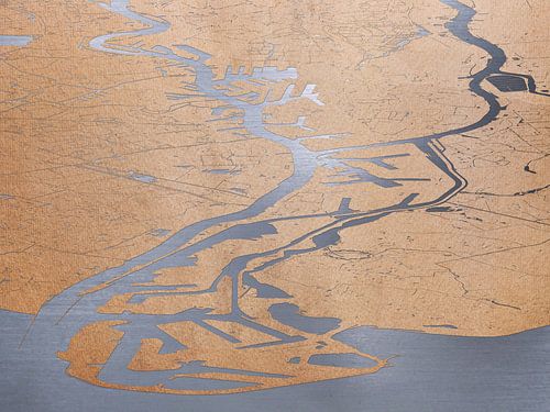 Havenkaart Rotterdam - papier op staal
