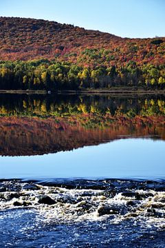 Autumn reflection on the lake by Claude Laprise