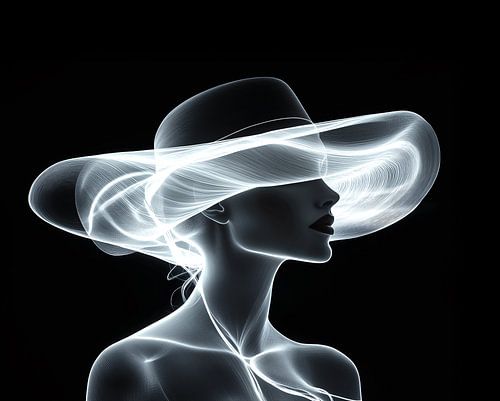 borstbeeld portret van een dame met lange haren wapperend in de wind