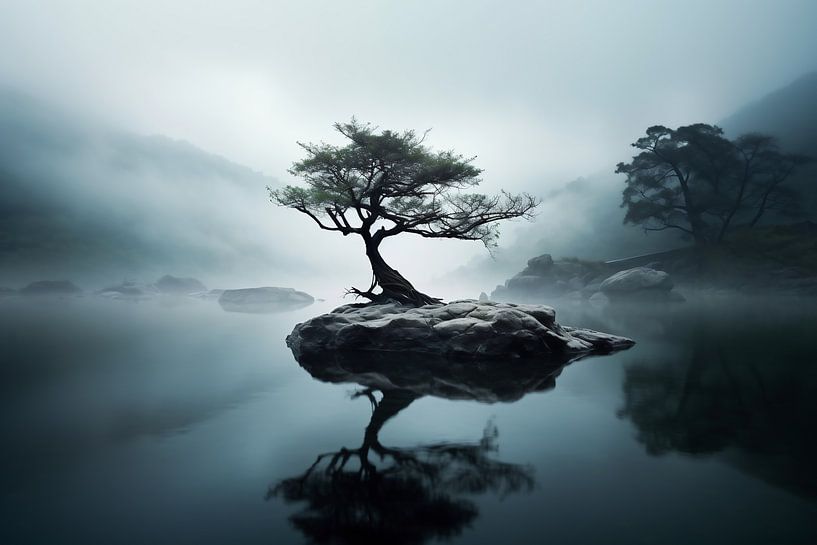 Eiland in de mist van fernlichtsicht