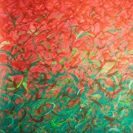 Van ROOD naar GROEN - Abstract schilderij van Dirk Wüstenhagen