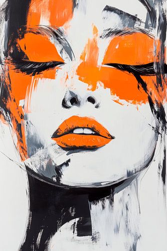 Masque facial artistique en orange vif