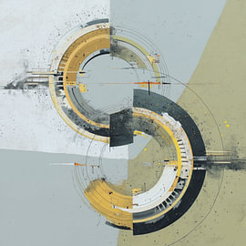 Lobby Kunst | Architectural Golden Loop von Blickfänger Gemälde