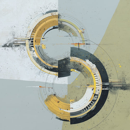 Lobby Kunst | Architectural Golden Loop van Blikvanger Schilderijen