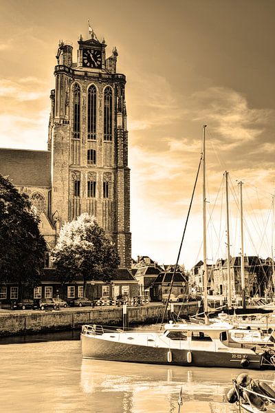 Église Notre-Dame de Dordrecht Pays-Bas Sépia par Hendrik-Jan Kornelis