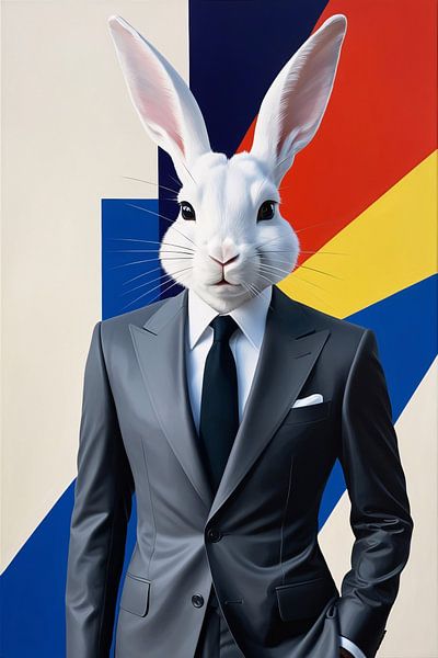 Stylish rabbit with abstract background by Art & Soul Creations