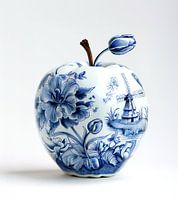 ceramic apple with delft blue print