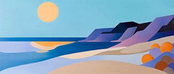 Vue ensoleillée sur la côte dans un doux jeu de couleurs sur Poster Art Shop
