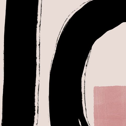 Abstract minimalistisch wabi-sabi. Zwarte inktlijnen nr. 9