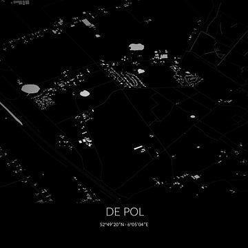 Zwart-witte landkaart van De Pol, Overijssel. van Rezona