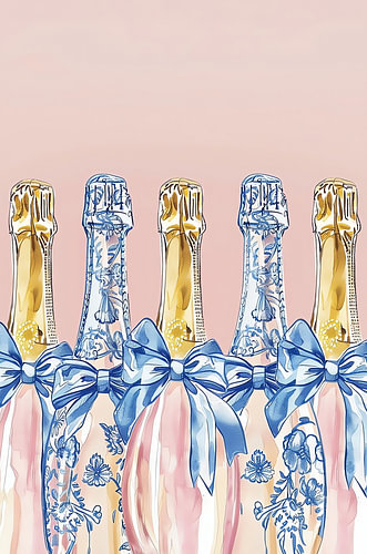 Champagnerflaschen mit Schleifen