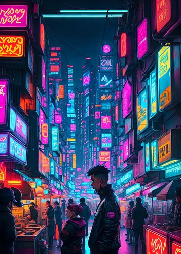 markt van cyberpunkstad