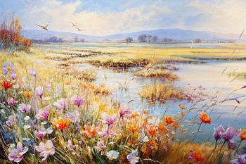 Field of flowers in spring