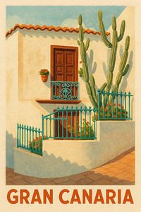 GRAN CANARIA – Haus mit Kaktus und Balkon
