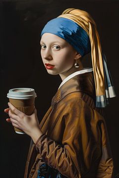 Pause café pour la fille à la boucle d'oreille en perles | Inspiré par Vermeer sur Frank Daske | Foto & Design