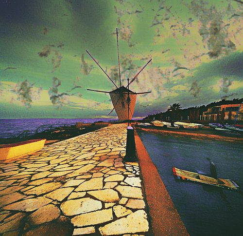 Corfu Windmill by Art Guveau