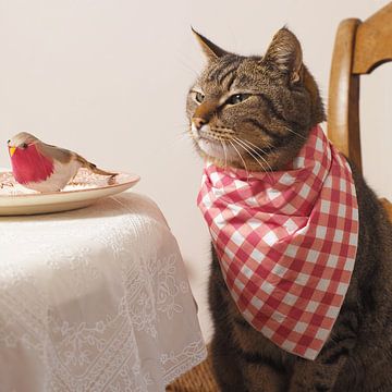 Dirkje aan tafel met servet