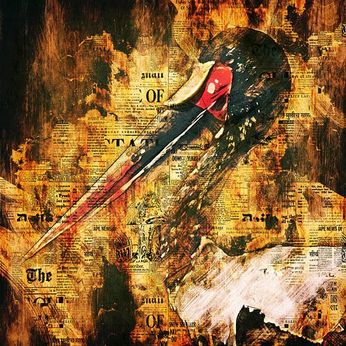 Saddleback stork (art, mixed media)