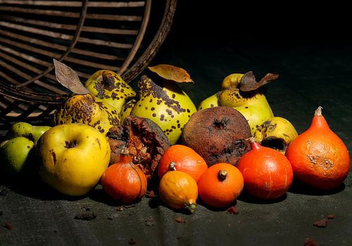 Stilleven fruit met mand
