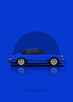 Kunstauto PORSCHE CARRERA RS Blauw van D.Crativeart