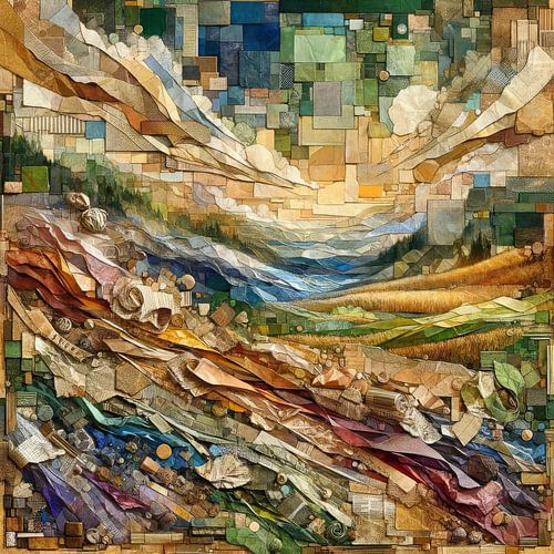 Abstracte combinatie van collage en mozaïek Rizière  in Casamance