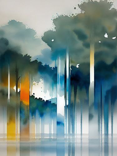 Digitaal schilderij van een landschap