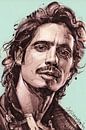 Chris Cornell, (Soundgarden & Audioslave) pop art. van Jos Hoppenbrouwers thumbnail