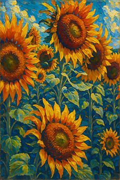 Zonnebloemen schilderij van Johannes