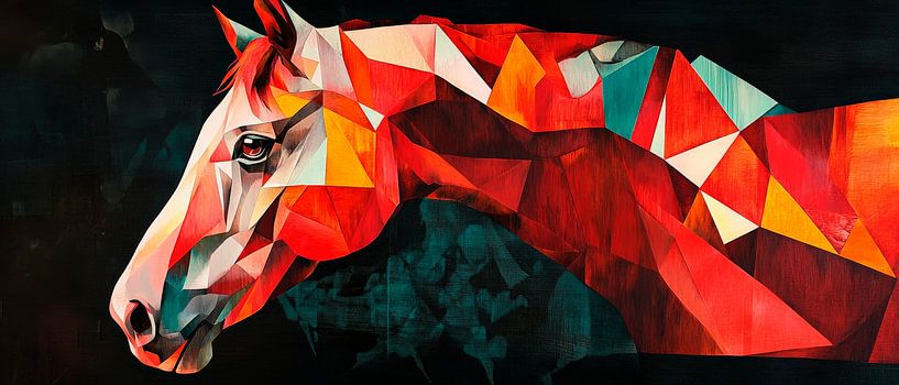 Geometrisches Pferdeporträt in Farben von Poster Art Shop
