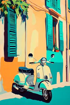 Vespa in de stad van Poster Art Shop