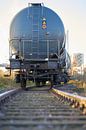 Train with tank wagons on railway tracks in the industrial port of Magdeburg by Heiko Kueverling thumbnail