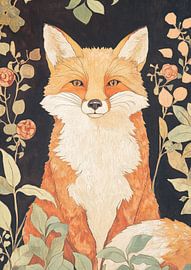 Fox in front of a floral pattern by Niklas Maximilian