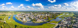 Hardenberg panoramic aerial view on the town along the Vechte