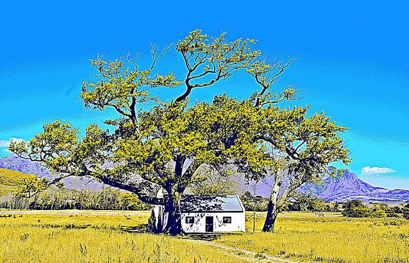 kleines Farmhaus unter einer grossen Eiche mixed media von Werner Lehmann
