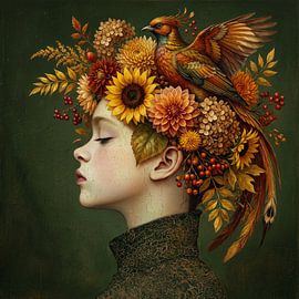 Autumn Pheasant & Flowers van J.O. Han