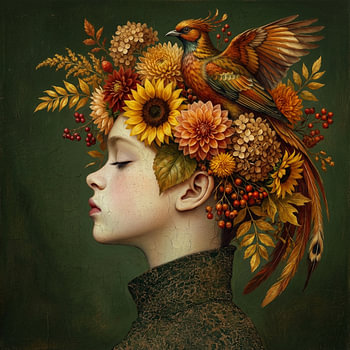 Autumn Pheasant & Flowers