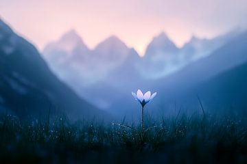 Blossom in front of impressive mountains by Poster Art Shop