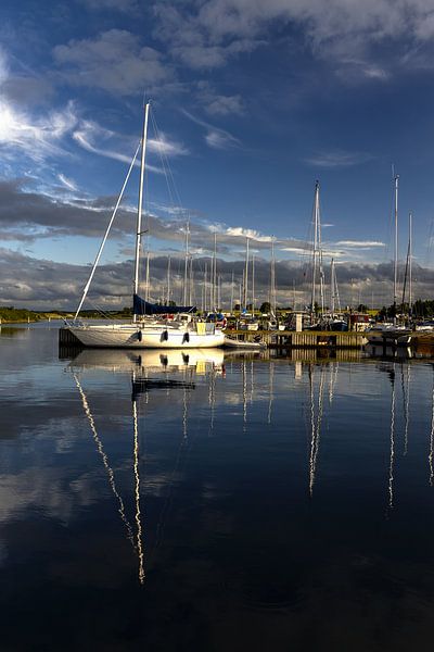 Segelboote und Masten, die sich im Wasser spiegeln von Corrie Ruijer