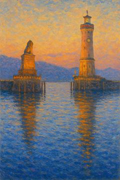 Lindau haven bij zonsondergang van Travel Shop